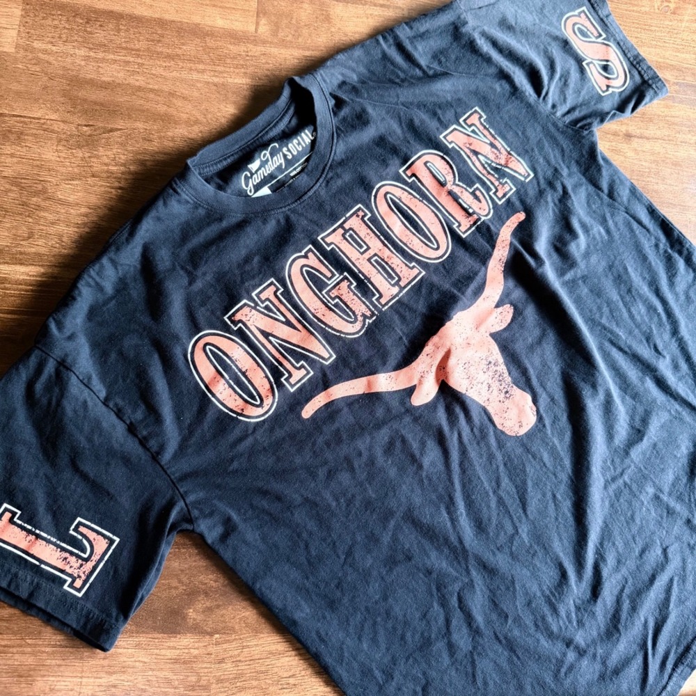Gameday Social Texas Longhorns Boxy Graphic T-Shirt Mens Medium Black Distressed